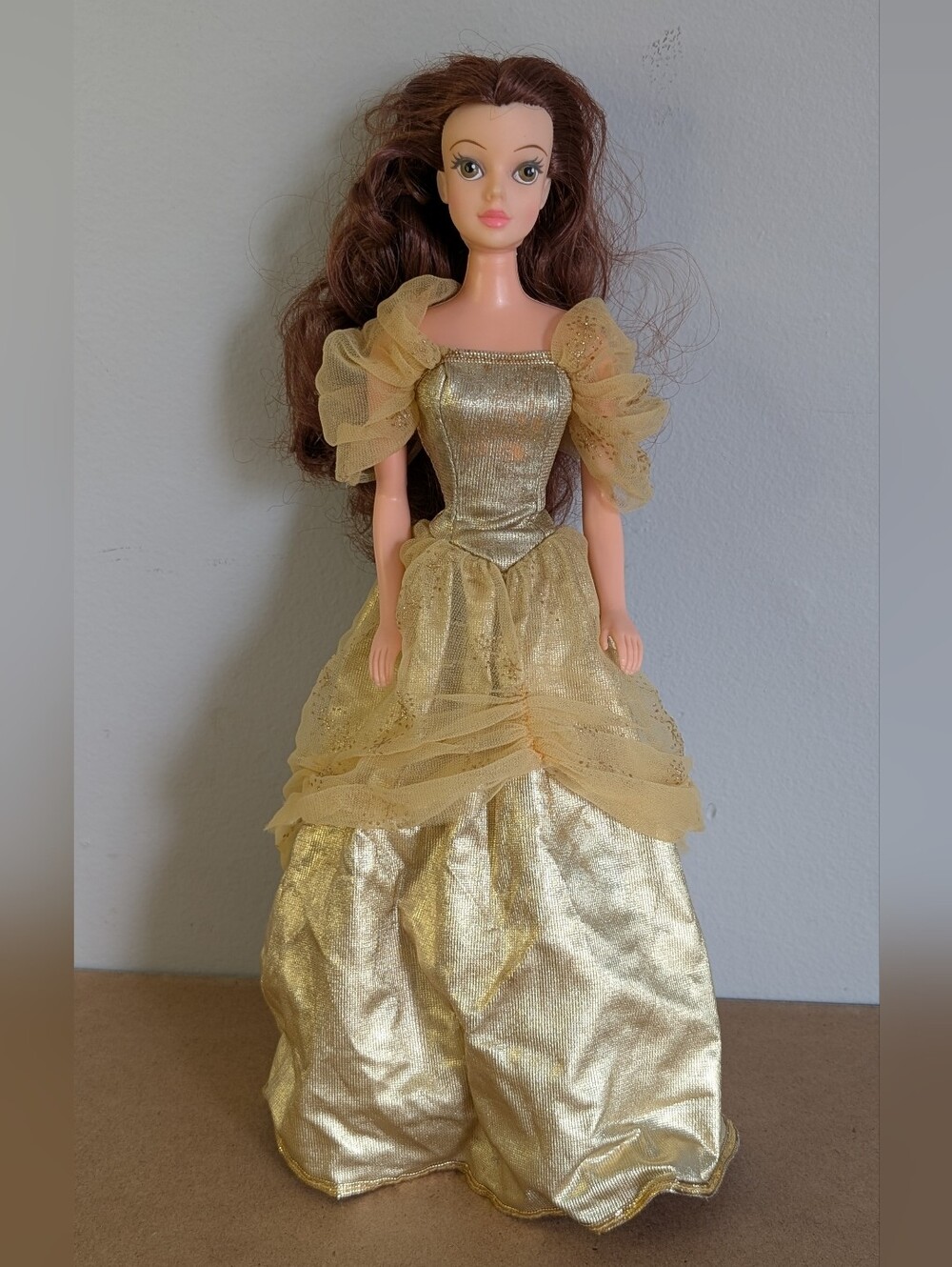 1991 Disney Beauty & The Beast Belle Doll w Gold Ball Gown (No Shoes)